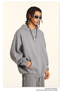 Sudadera con Capucha Unisex Extra Grande, Color Sólido, Logotipo Estampado en la Parte Delantera, Diseño con Bolsillo, Felpa Francesa de Algodón, Ropa de Otoño - Product Image 3