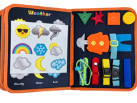 Tableau d'activités Montessori portable en feutre pour tout-petits 3+ ans, avec activités d'apprentissage préscolaire et compétences de vie