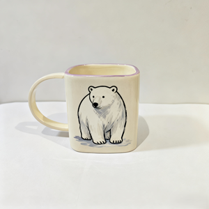 Taza de Cerámica Hecha a Mano Personalizada - Diseño de Oso <span class=keywords><strong>Polar</strong></span> Pintado a Mano - Taza de Café de Porcelana Personalizada - Regalo Navideño - Product Image 4