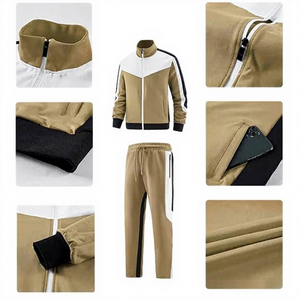Chándal Deportivo Casual para Hombre con Bloques de Color, Cierre Completo, Cuello Alto, de Poliéster y Algodón, para Otoño, con Bolsillos Laterales - Product Image 6