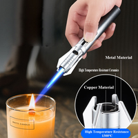 Briquet torche à flamme bleue pour barbecue de camping en plein air, coupe-vent, rechargeable au gaz butane, pour cigares et soudure, design classique, vente en gros