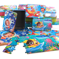 Puzzle en métal découpé au laser pour enfants, motifs Singe, Dauphin, Coq, thème Espace et Plongée, finition mate non toxique, boîte cadeau, OEM