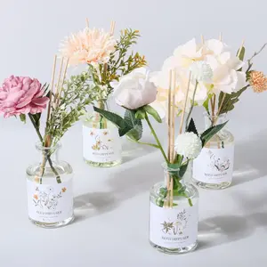 Benutzer definierte Logo-Druck getrocknete Blume Home ätherisches Öl Lufter frischer Stick Aroma Reed Diffusor mit Geschenk paket