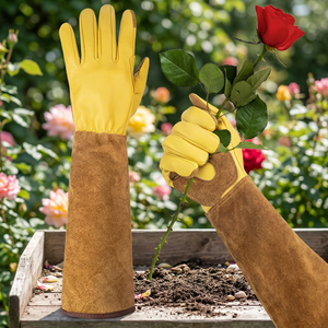 Gants de jardin anti-coupure avec manchette longue, en cuir enduit de nitrile, imperméables, ambidextres, couvrance intégrale pour usage extérieur - Product Image 4