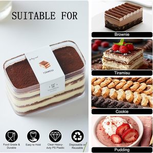 Boîtes en plastique acrylique pour desserts, gâteaux, puddings, biscuits, tiramisu, bonbons en gros - Product Image 5