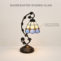   Lampe de table style vitrail rechargeable USB-C, abat-jour bronze antique Art Nouveau, pour hôtel, café, décoration intérieure