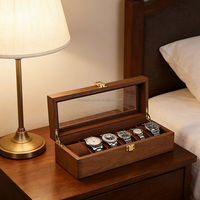 Boîte de rangement pour montres en bois massif haut de gamme personnalisée avec 6 compartiments, présentoir à bijoux, boîte à montres en bois