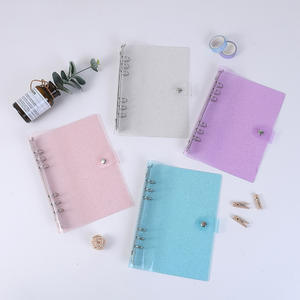 Reliure à 6 <span class=keywords><strong>anneaux</strong></span> A6 en PVC scintillant <span class=keywords><strong>4</strong></span> couleurs avec couverture de carnet de planification à feuilles mobiles, transparente, souple, légère, populaire et durable - Product Image 2