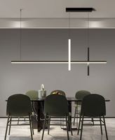 Lustre de restaurant moderne et minimaliste, en aluminium de luxe, LED dimmable, 120 cm, noir, base d'ampoule E26, pour longue table de bar
