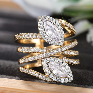 Anello a croce marquise bicolore da donna, stile palazzo a strati, accessorio per dita alla moda primaverile, idea regalo - Product Image 2