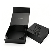 Boîtes cadeaux en papier rigide noir de luxe pliables avec insert en satin pour cosmétiques, soins de la peau, crème solaire