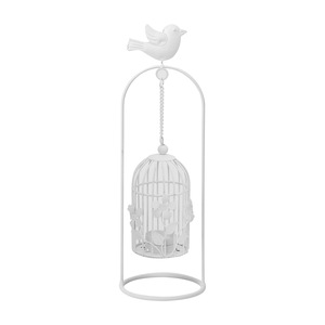 Delicate Wrought Iron Birdcage Tea Light Candle Holder <strong>White</strong> <strong>Candlestick</strong> for Home Decor Party - Product Image 6