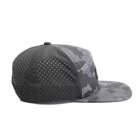 Casquette de golf personnalisée, imperméable, en caoutchouc, avec logo découpé au laser, visière plate, 5 panneaux, respirante, camouflage
