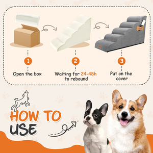 Nobleza di lusso in schiuma a 5 passi rampa per cani accessorio per animali con rullo per pelucchi scala modello animale letto in tessuto per gatti - Product Image 4