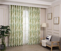 Rideaux occultants et cantonnières modernes personnalisables, imprimés en 3D avec motif de feuilles en polyester, de haute précision et d'un artisanat élégant et exquis.