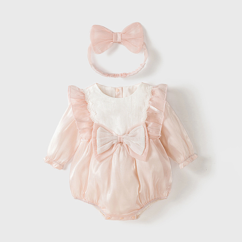 pink long-sleeve romper