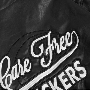 جاكيت سباق عالي الجودة عصري بشعار مخصص جاكيت دراجات نارية من الجلد المطرز الثقيل للرجال - Product Image 5