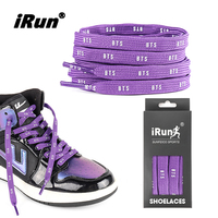 IRun Logo sérigraphie personnalisé Lacets de chaussures de sport Lacet de chaussure de course plat en coton et polyester Lacet de chaussure de basket avec pointe en plastique