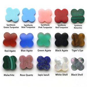 Pierre de trèfle à quatre feuilles en œil de tigre jaune 12x12x2mm - Product Image 6