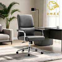 Chaise de bureau de direction pivotante ergonomique moderne en cuir PU noir de luxe à dossier mi-haut, robuste, pour le bureau à domicile et le gaming
