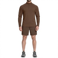 Ensemble de survêtement sportif léger et respirant en tissu uni pour l'hiver, 78 % nylon 22 % élasthanne, avec fermeture éclair quart de tour et short