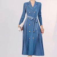 Robe longue plissée antistatique Miyake Vintage, nouvelle collection automne 2025, élégante et haut de gamme, avec ceinture en dentelle