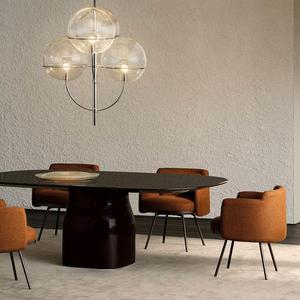 Set da Pranzo di Lusso in Marmo Italiano, Tavolo Ovale Stabile per 4 Persone, Arredamento Moderno di Alta Gamma per Casa, Hotel e Villa - Product Image 2