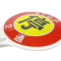 Chine ABS sécurité routière chaussée LED avertissement pagaie clignotant lumière portable STOP GO lampe de poche signalisation bâton panneau de signalisation