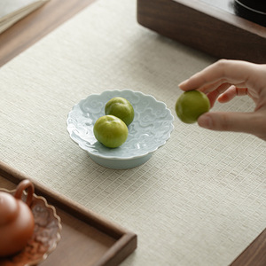 Guanlan <b>Ceramic</b> Tea And Snack <b>Plate</b> Round Porcelain High-legged For Fruit Coffee Desserts Retro Home Use - Product Image 4