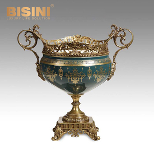 Pintoresca maceta de porcelana azul y blanca de estilo europeo con asas de cobre maceta ornamental de vida cortesana pintada <span class=keywords><strong>a</strong></span> <span class=keywords><strong>mano</strong></span> - Product Image 4