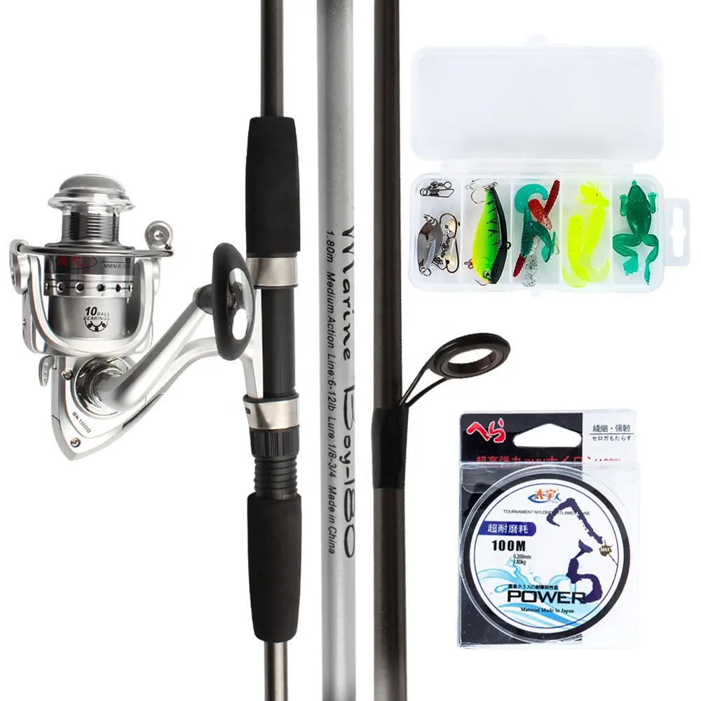 1.8m full kit fishing rod set reel combo spinning fishing rod reel combo