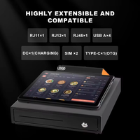 Terminal de point de vente portable tout-en-un 5 pouces Android 13.0 Octa-Core 4 Go de RAM 64 Go de SSD Lecteur de carte NFC Caisse enregistreuse 4G WiFi USB
