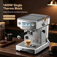 Machine à expresso Anbo en acier inoxydable, système de chauffage à double thermo-bloc, pour cappuccino, latte, americano, expresso