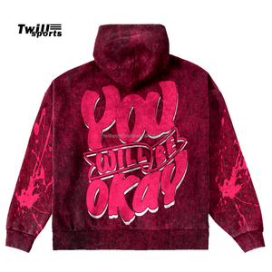 100% algodón transpirable hombres ácido lavado Sudadera con capucha de alta calidad personalizado serigrafía cuello con capucha patrón sólido personalizable - Product Image 2