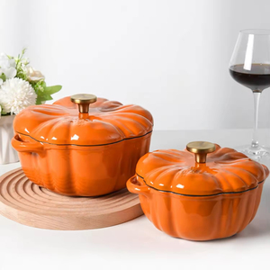 Cocotte en fonte en forme de citrouille - Marmite hollandaise avec couvercle, antiadhésive, pour ragoûts et soupes, pour 3 à 5 personnes, décoration pour Halloween et Thanksgiving, cadeau - Product Image 2