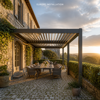 Pergola certifiée CE en aluminium avec revêtement en poudre, toit à lames motorisé bioclimatique, imperméable, pour balcon extérieur
