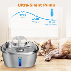 Fontaine à eau pour animaux de compagnie en acier inoxydable 3L, distributeur d'eau automatique pour chats, filtration circulante, abreuvoir pour chats et chiens d'intérieur - Product Image 4
