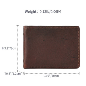 Porte-cartes en cuir véritable Dujiang, couleur marron unie, avec fil de couture, pour le rangement des cartes de crédit - Product Image 5