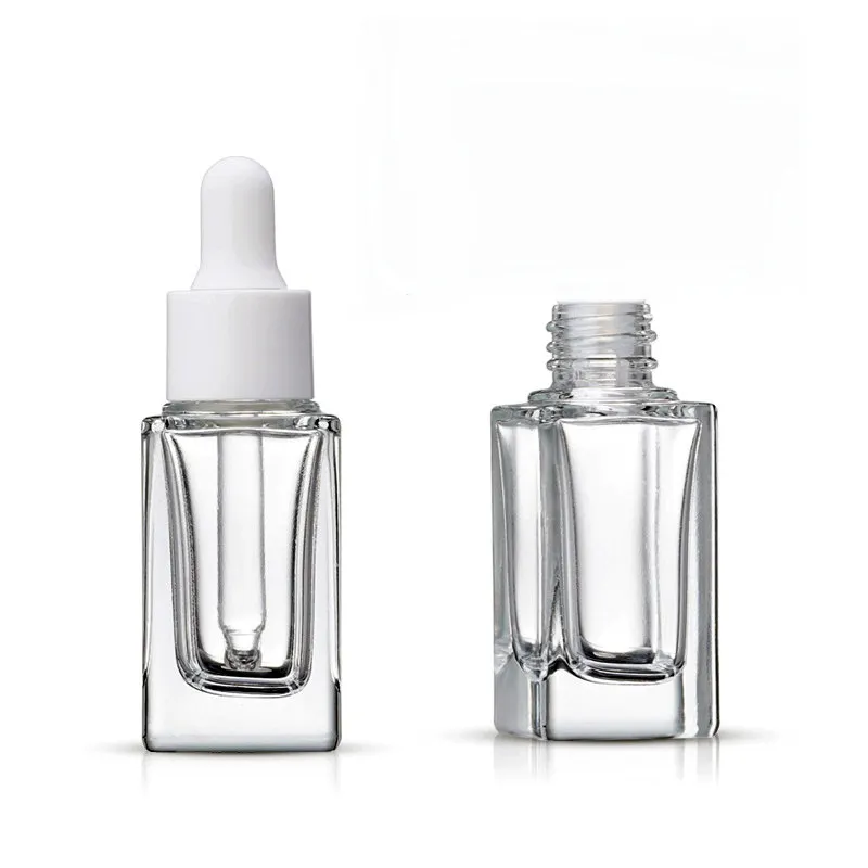 Fashion Design 30ml 50ml 100ml Square Glass Cosmetic Luxury Essential Oil Dropper Bottle