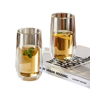 Tazas <span class=keywords><strong>de</strong></span> Café <span class=keywords><strong>de</strong></span> Vidrio <span class=keywords><strong>de</strong></span> Borosilicato <span class=keywords><strong>de</strong></span> Doble Pared Personalizadas al por Mayor, Aislantes del Calor para Agua, Jugo, Té Verde, Vaso para Beber - Product Image 1