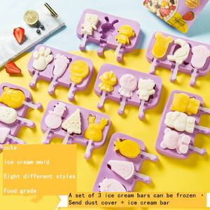 แม่พิมพ์ซิลิโคนไอศกรีมรูปกระต่ายสีม่วง แม่พิมพ์ไอติมการ์ตูนน่ารักสีม่วงสำหรับทำเค้กป๊อปรูปอุ้งเท้าและตุ๊กตาหิมะ - Product Image 2