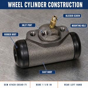 Cylindre de roue 47420-20540-71 arrière gauche pour chariot élévateur Toyota 6FD25 6FD28 6FG25 2FG25, alésage 1 1/8 pouce - Product Image 5