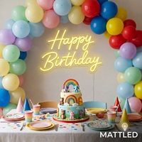Letrero LED de Feliz Cumpleaños con Interruptor Regulable, Construcción de Aluminio, Iluminación Blanca para Exteriores, para Fiestas, Eventos y Decoración del Hogar