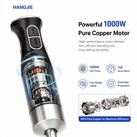 Mixeur Plongeant 4-en-1 1000W à Vitesse Variable, Robot Culinaire pour Aliments Bébé, Smoothies et Utilisation en Cuisine - Meilleures Ventes