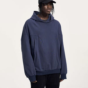 Sweat-shirts pour hommes en molleton français pré-rétréci de haute qualité avec col à boutons pression, 420 g, 100 % coton, avec poches latérales - Product Image 2