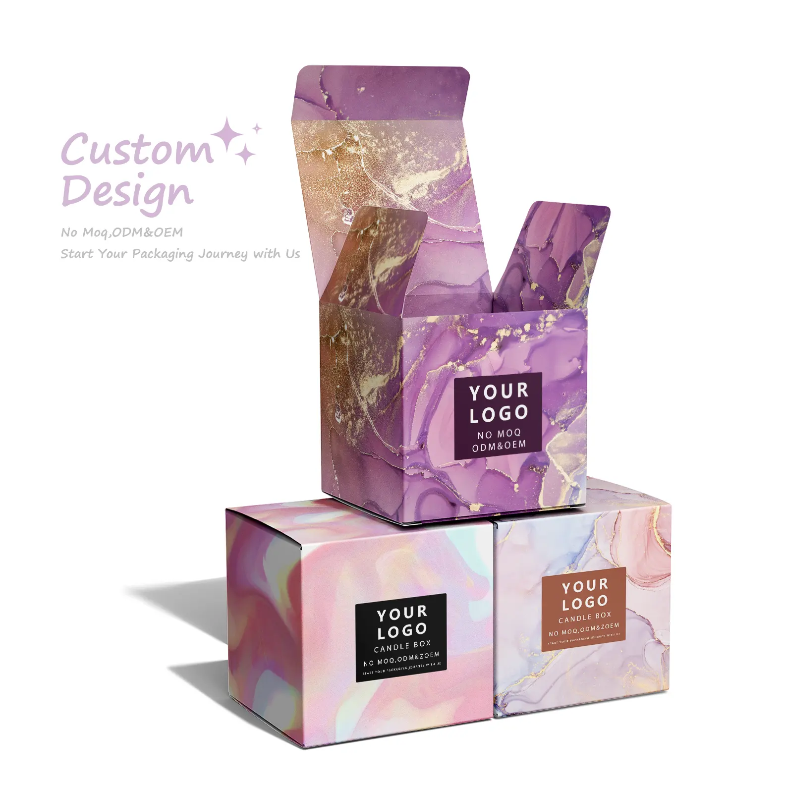 Kotak kemasan hadiah lilin kosmetik warna merah muda logo kustom kualitas tinggi kotak kertas kustom