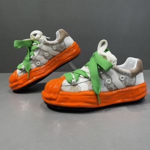 Luxury Designer <strong>Leather</strong> Mesh Upper Thick Sole Summer Heightening Sneakers Vintage Disworn Shell Head Dirty Shoes Men's Casual - Product Image 1