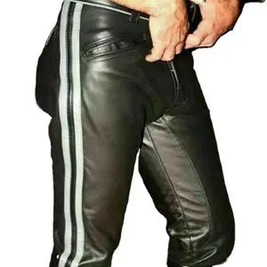 De cuero Real de los hombres pantalones Punk torcedura pantalones vaqueros BLUF pantalones ciclistas calzones