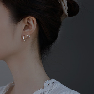 Pendientes de aro circulares de Punk Rock minimalistas de <span class=keywords><strong>Plata</strong></span> de Ley 925 para mujeres y hombres y góticos, Piercing de boda a la moda, joyería con abalorio para la oreja - Product Image 4