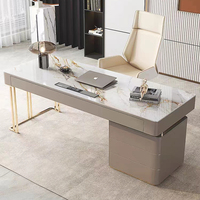 Dessus en marbre de haute qualité Design Home Office Desk Set Luxury Gold Stainless Steel Table d'ordinateur Bureau de travail